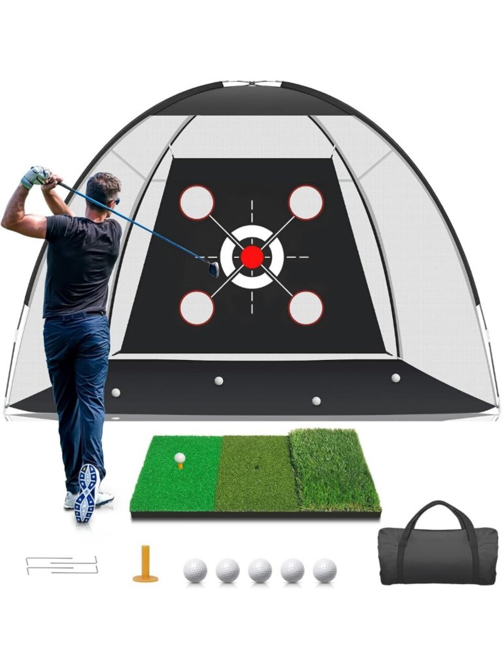 Golf Net with Practice Mat,Golf Hitting Aid Nets 10x7FT for Backyard Driving